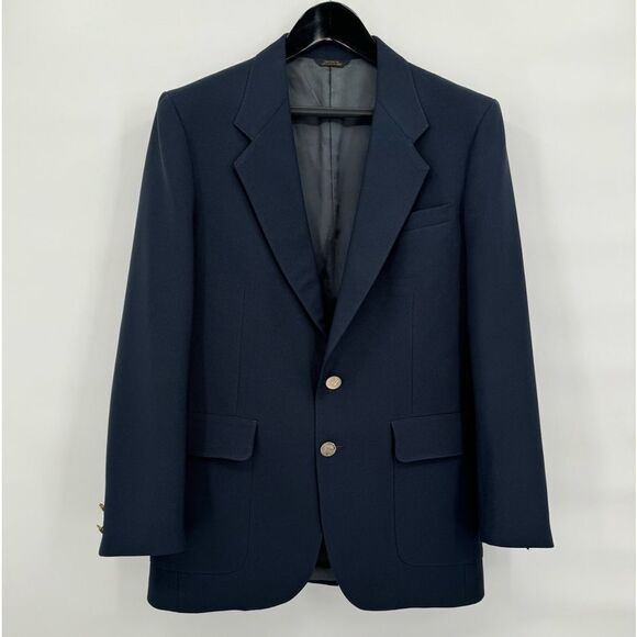 Levis Blazer Mens 44L Navy Blue Action‎ Suit Sports Coat Two Button VTG - Picture 1 of 10